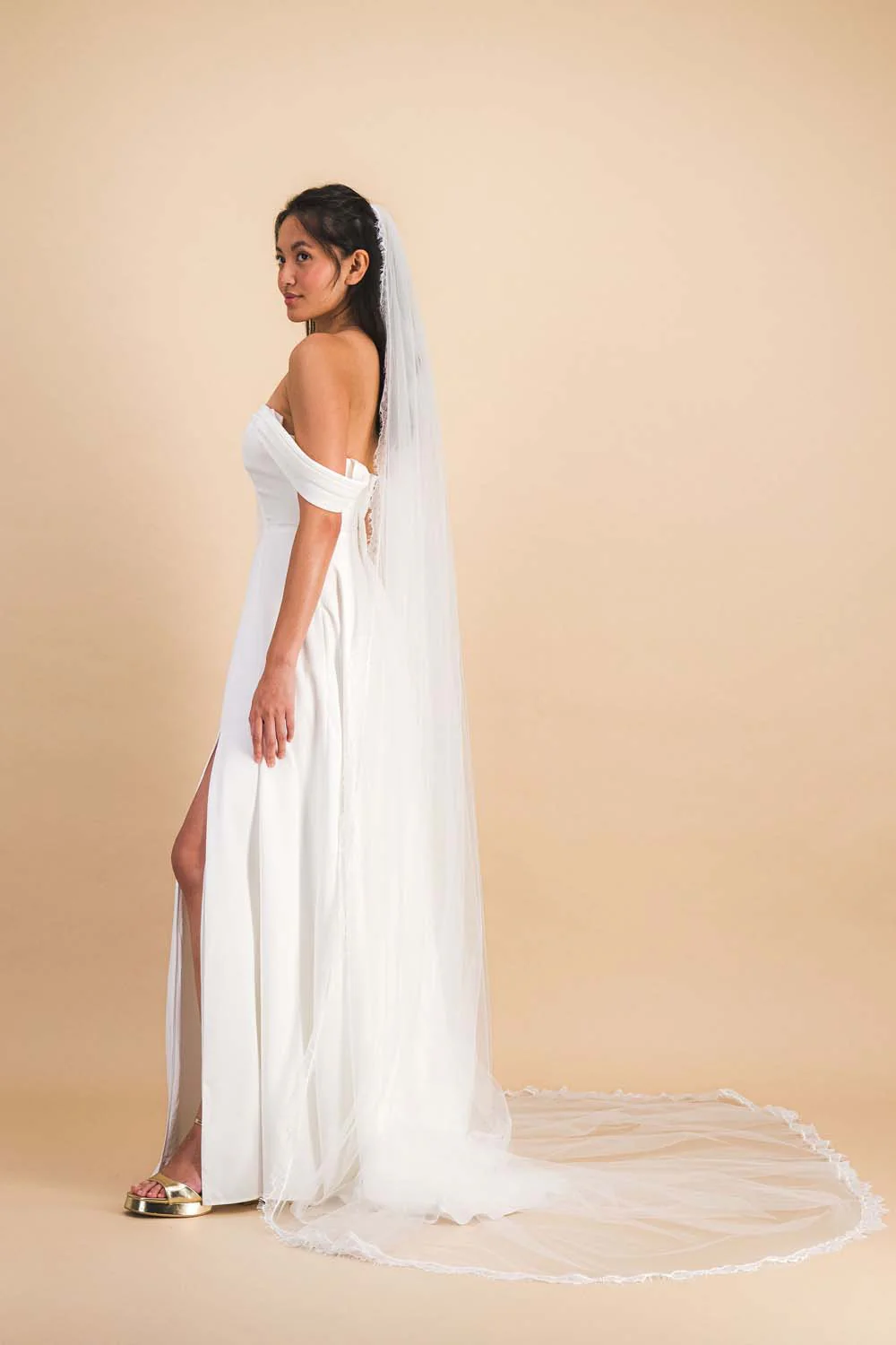 Voile tulle long dentelle - Image 3